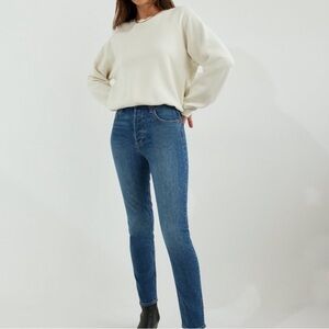 Denim Forum High Rise Slim Jeans sz 27 blue curvy crop